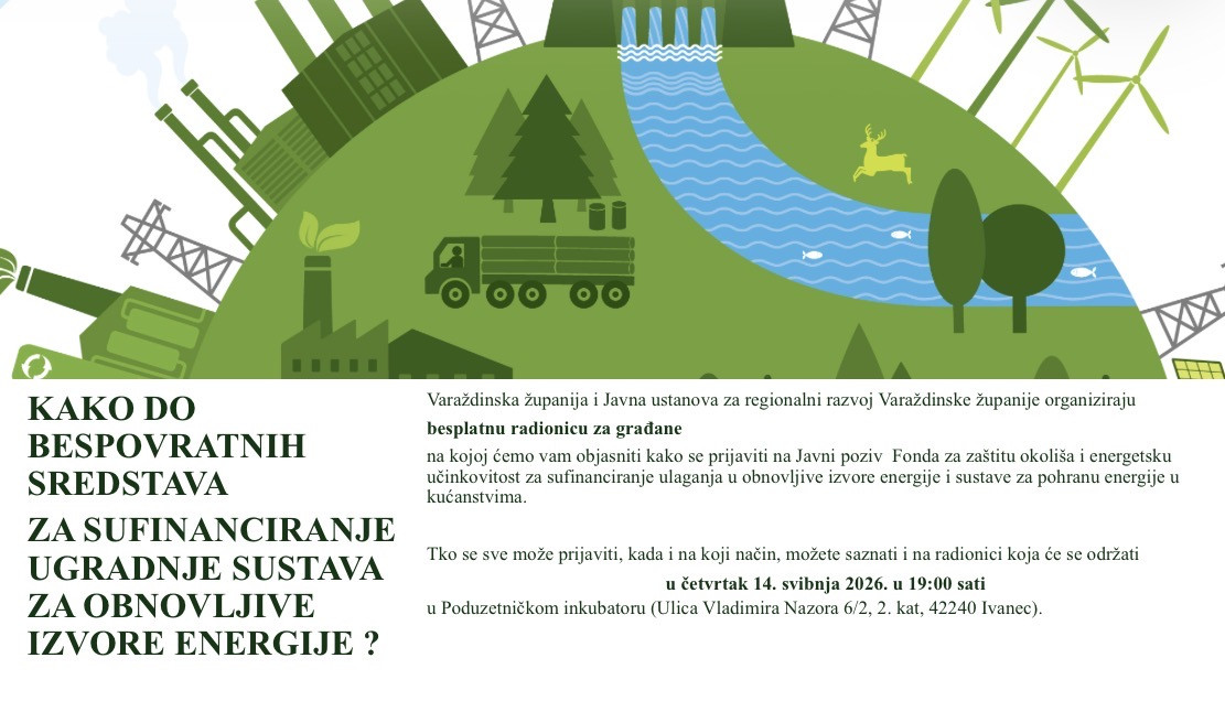 POZIV GRAĐANIMA U četvrtak, 14. svibnja, besplatna radionica: Kako se prijaviti na Javni poziv Fonda za sufinanciranje ulaganja u obnovljive izvore energije?