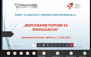 Poslovna zona Ivanec: Održan webinar na temu trenutno otvorenih javnih poziva